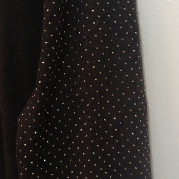 Chicos Black Label Cardigan Womens Knit Long Rhinestone Silk Blend Pockets size2 - Picture 6 of 9